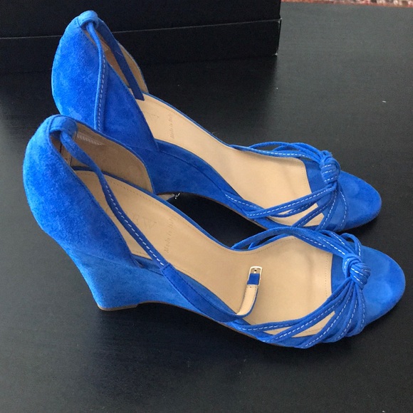 JCrew blue suede wedge sandals - Picture 2 of 4